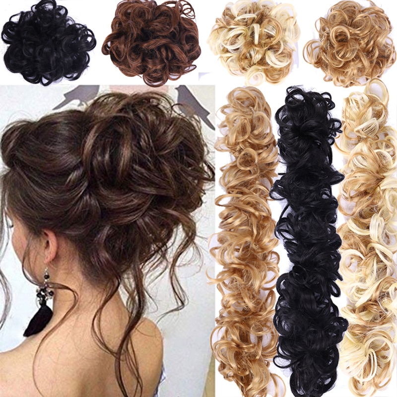 Aosi Vrouwen Krullend Chignon Met Rubber Band Hittebestendigheid Synthetische Chouchou Wrap Haarverlenging