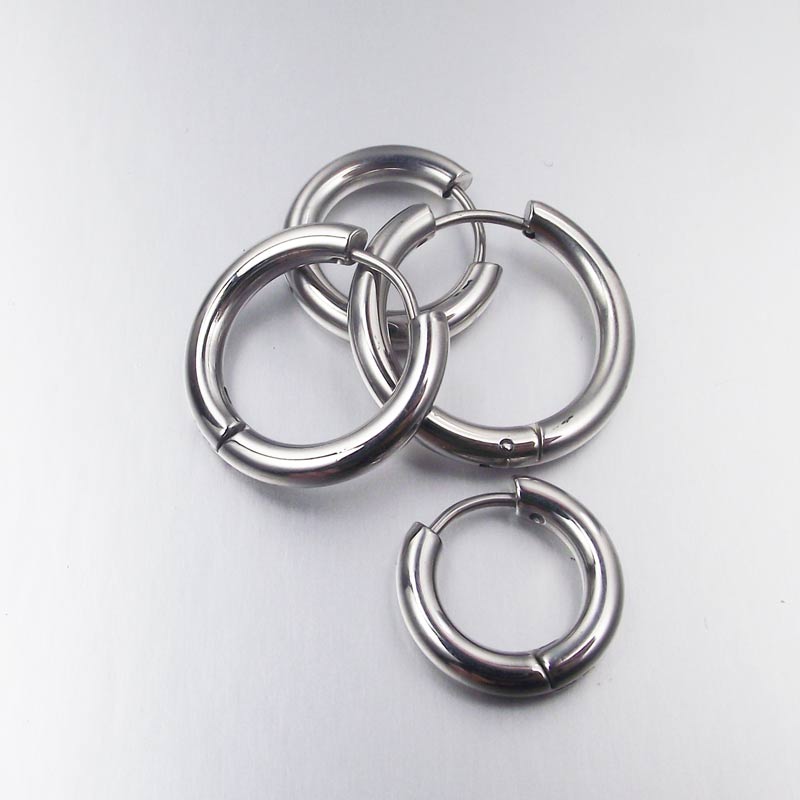 2 Pieces 4mm Thickness 20mm Big Size Heavy Circle Earrings Stainless Steel Big Round wives Hoop Earrings for women and Men