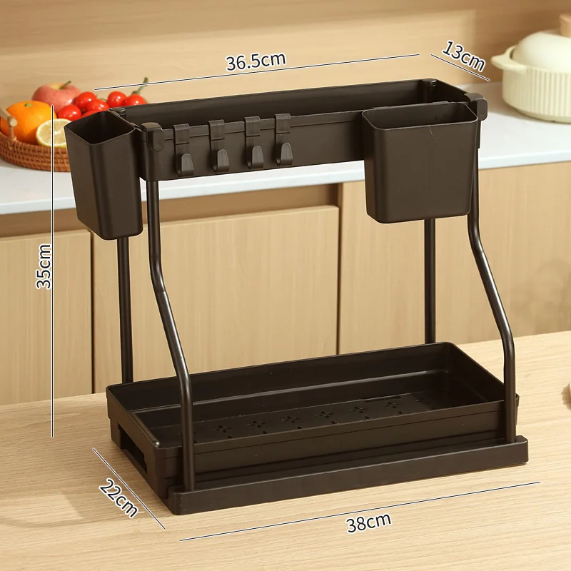 ﻿ 2-Tier Küche Lagerung Unter Waschbecken Organizer Ziehen Doppel-Schicht Waschbecken Demontage Lagerung Rack Badezimmer Küche Desktop Racks: Rot