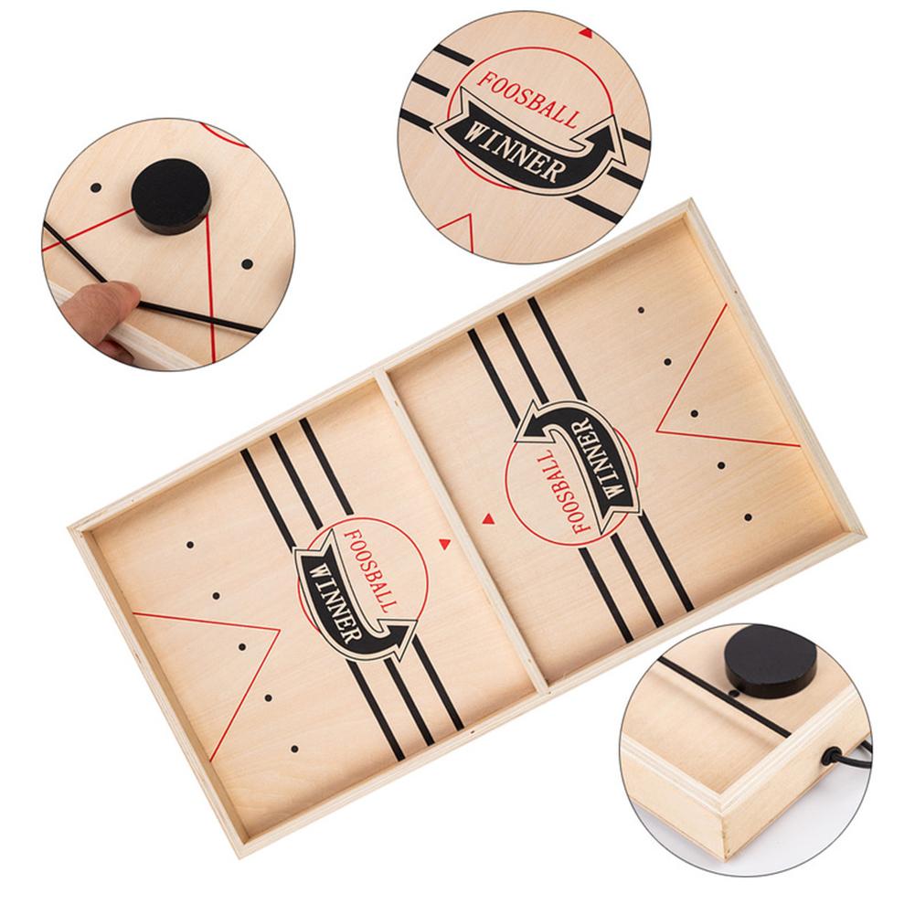 Puck Game Fast Sling Wooden Durable Air Hockey Board Game Toy Parent-child Interactive Game Chess Prop Foosball Table Board Game