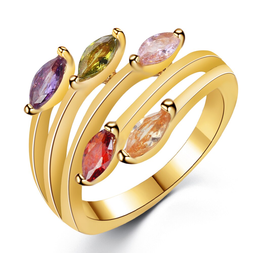 Vijf Kleur Zirkoon Paard Eye Gold Vinger Ring Vrouwen Ring Vrouwelijke Mode Party Wedding Ring Vrouwelijke Eenvoudige Persoonlijkheid Sieraden: 7