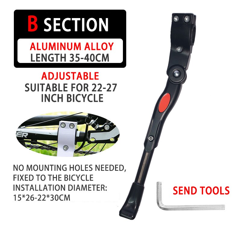 Adjustable Road Bicycle Rear Stand Cooter Kickstand Bicycle Kick Stand Mountain Bike Support Side Kick Stand Cycling Foot Brace: B 35-40CM