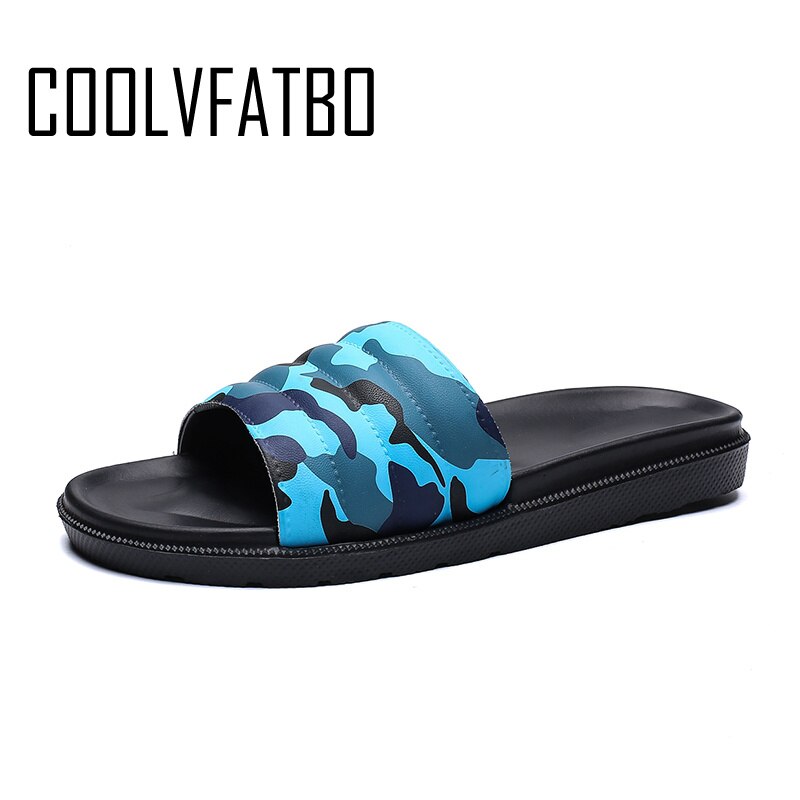 COOLVFATBO hommes pantoufles Camouflage été plat été hommes chaussures respirant plage pantoufles cale tongs hommes diapositives pantoufles