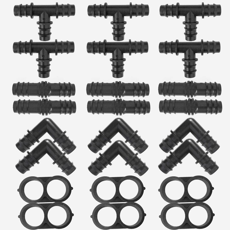 24Pcs Drip Irrigation Fittings Kit 1/2 inch Tubing Barbed Connectors and Compatible Drip or Sprinkler Systems: Default Title