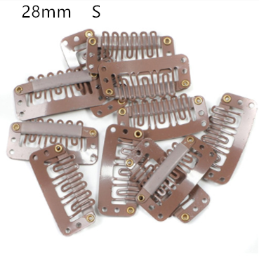 10 Stks/set Black Hair Extension Clip U Shape Weave Toupetje Pruik 6 Tanden Snap-Kam Clips Styling Tools 32mm 4 Kleur Hoed Fixing Tool: S  Dark brown