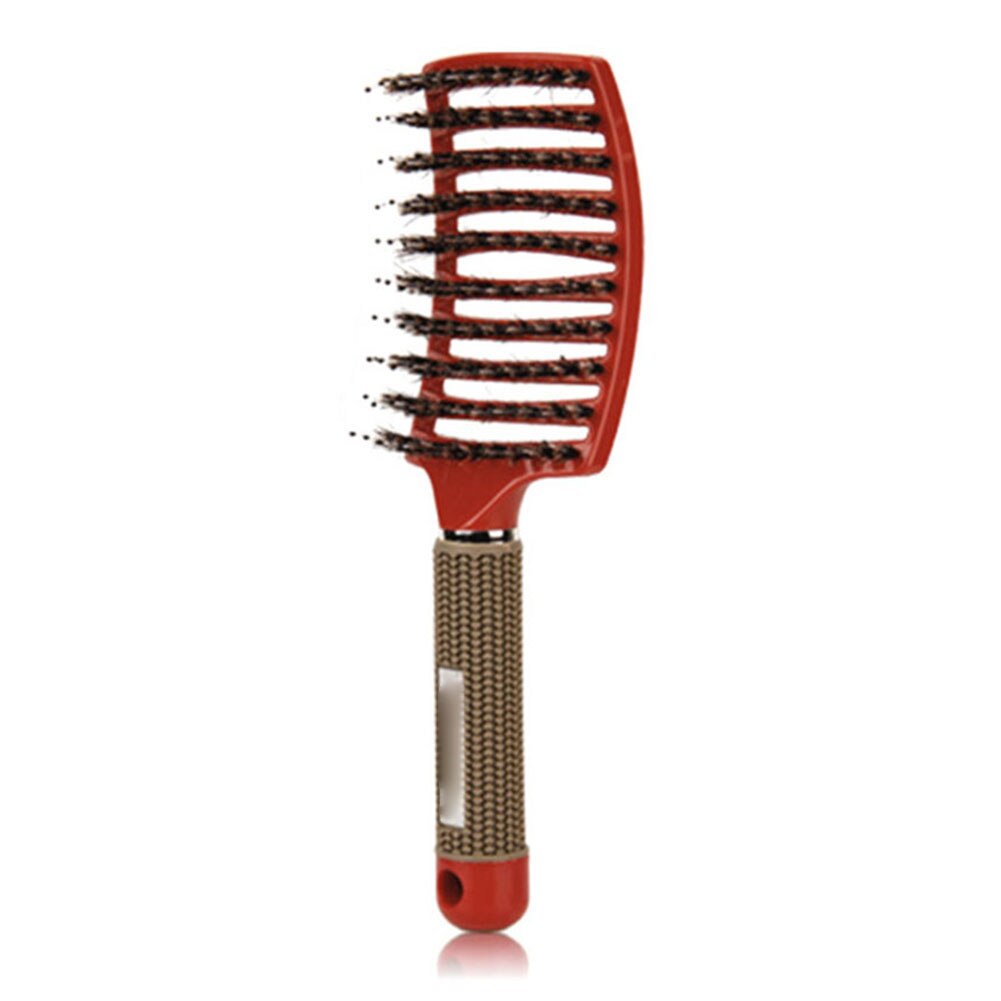 Ribs Comb Hairbrush Big Bent Comb Wet Plastic Nylon Massage Hair Care men Styling Hair Combs Hair Accessories: Red