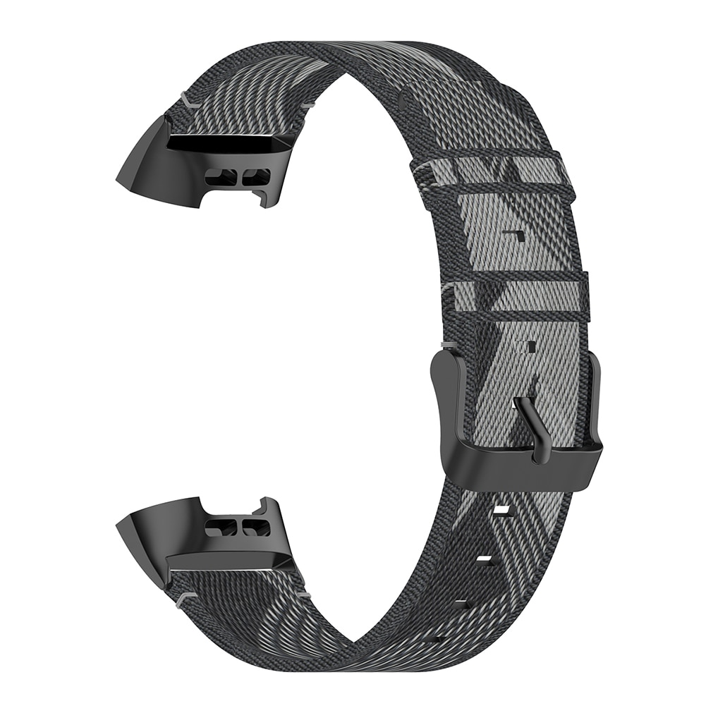 Udskiftning rem nylon moderigtigt urskive armbåndsur til fitbit charge 4 3 se fitness tracker armbånd: Grå