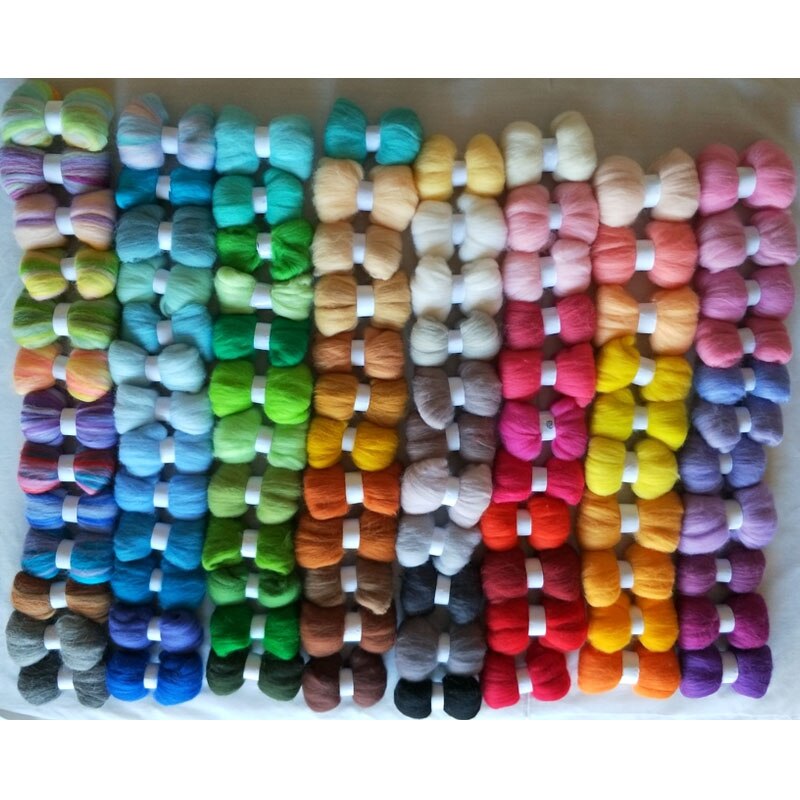 WFPFBEC 70 S wol voor vilten gekamd 100% wol merino vilt in handwerken DIY 5 g/zak 93 kleuren