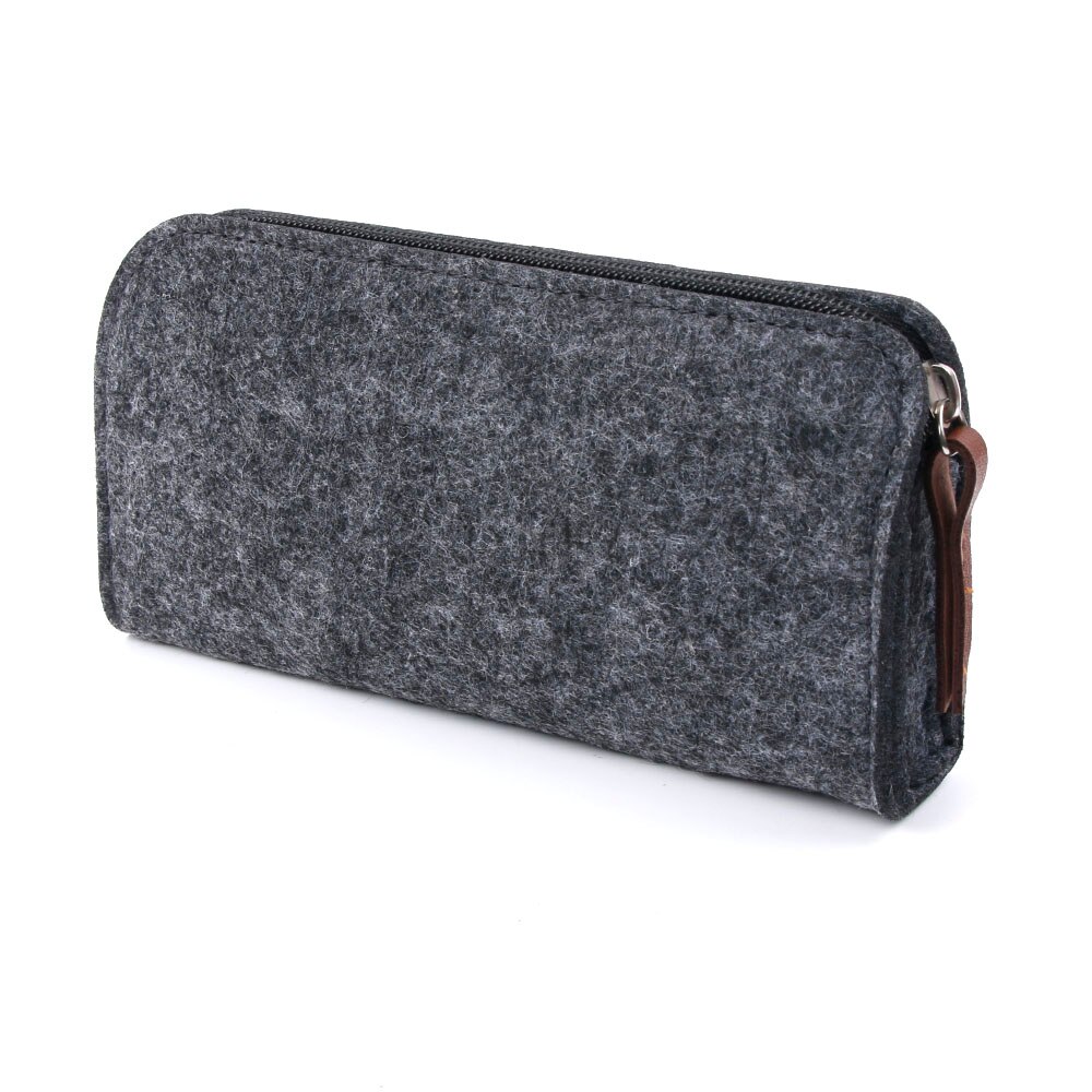 Felt pencil bag fabric pencil case pencil box School Office Supplies Stationery Pouch Purse Storage Cute Makeup Bags Pencil Box: Square DARK Grey