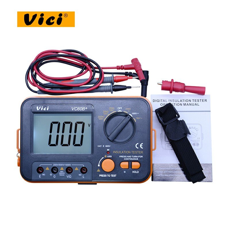 VC60B+Digital Insulation Resistance Tester Megger DC 250V/500V /1000V High voltage and short circuit alarm buzzer alarm function