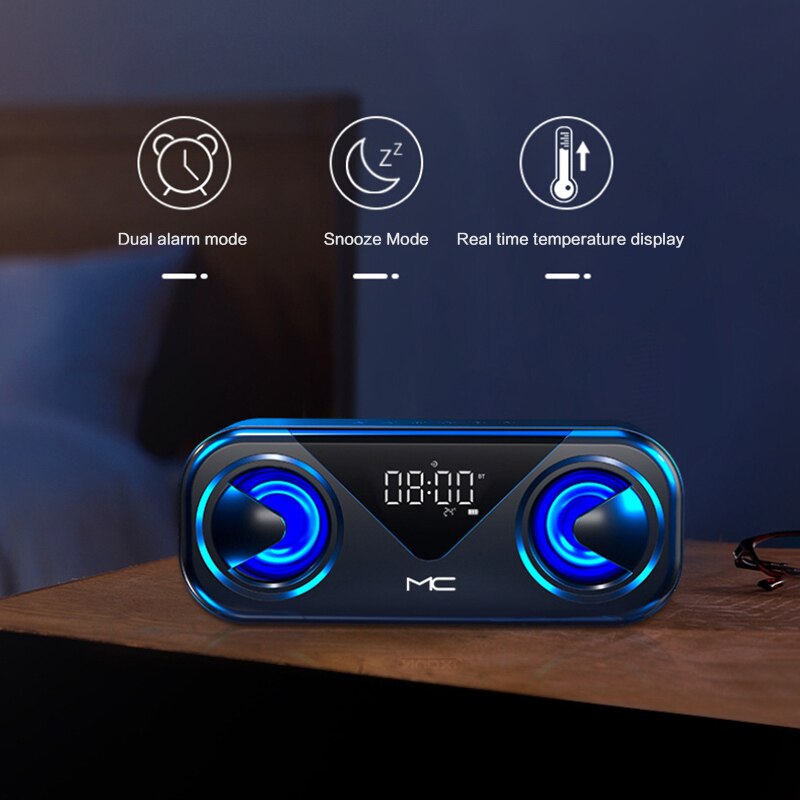 MC-H9 Bluetooth 5.0 Speaker Dual Speakers Speaker With Time/Temperature Display 3000mAh Intelligent Lithium Battery