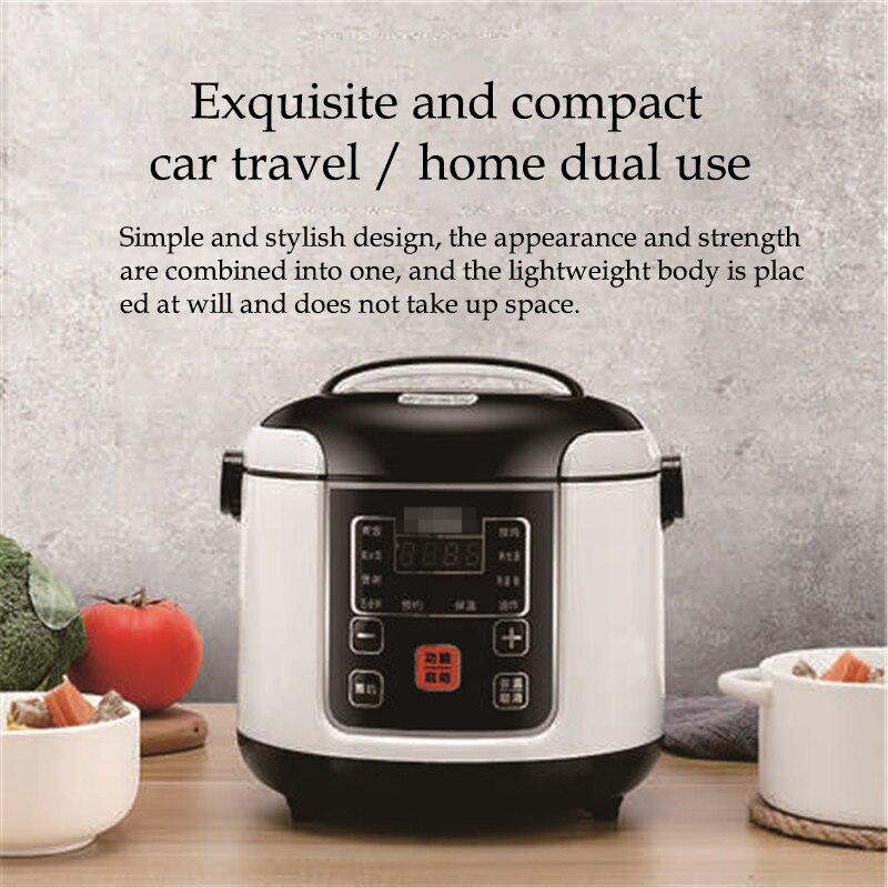 12V 24V Portable Rice Cooker 2L Car Trucks Electric Soup Porridge Cooking Machine Food Steamer Warmer Fast Heating Lunch Box