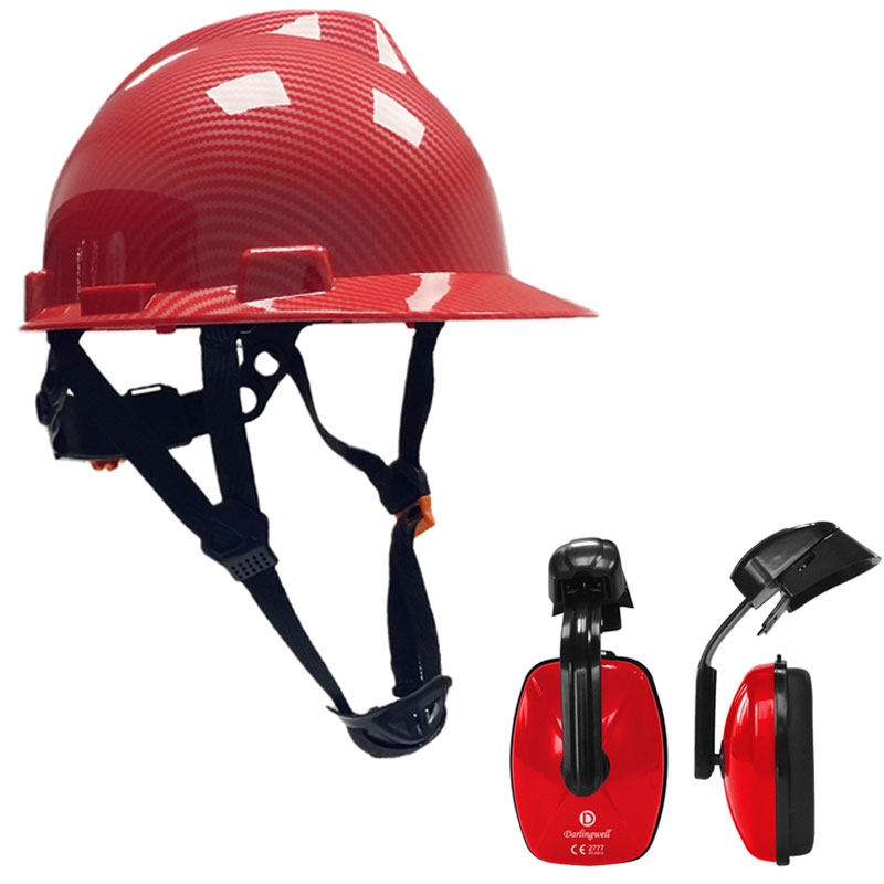 Sicherheit Helm mit Ohrenschützer Sicherheit Schutz Harte Hütte Bau Arbeit Kappe für Reiten Industrielle Sicherheit Helm: Nein Loch Helm einstellen E