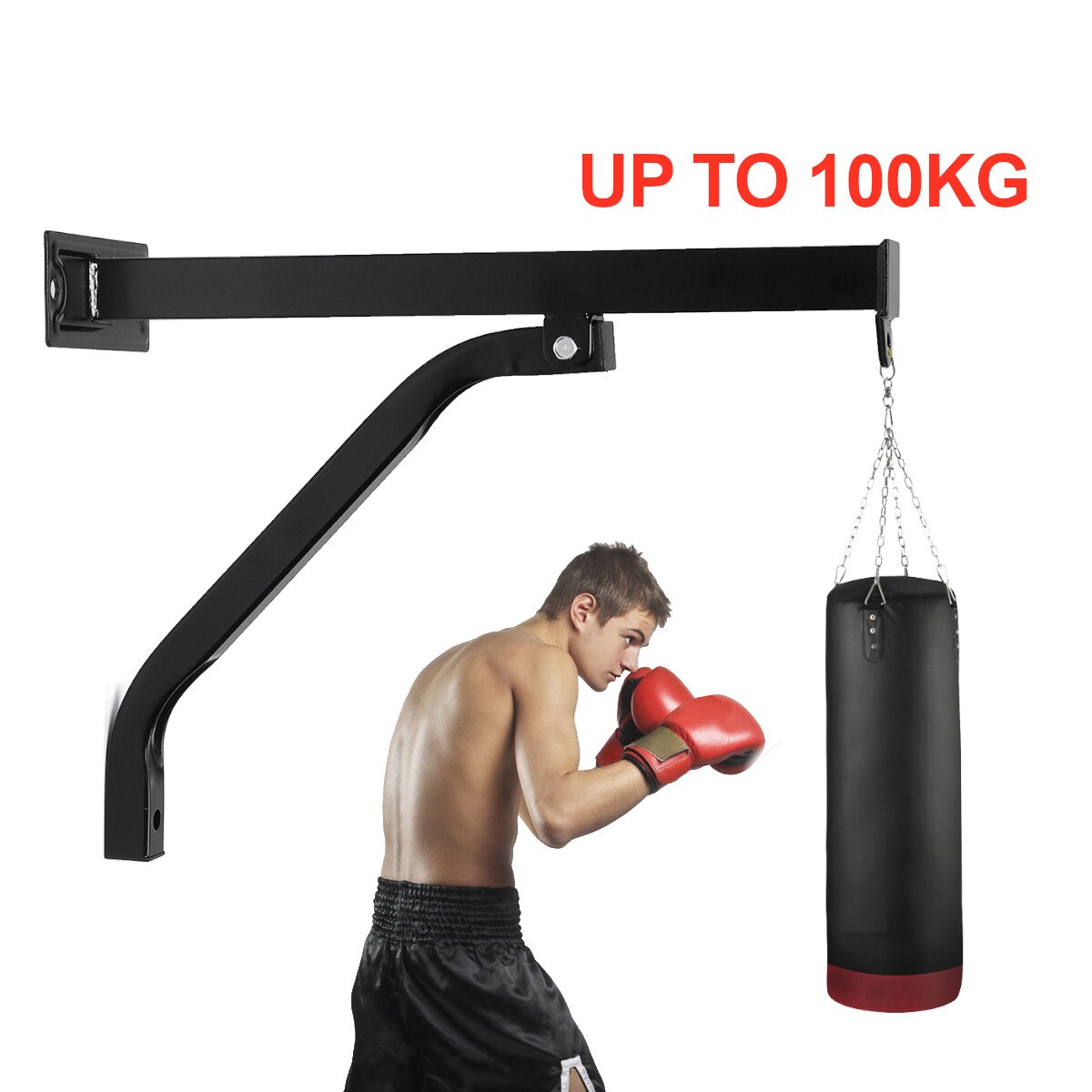 Kraftig boksesæk vægbeslag metalvægbeslag stålbeslag hængende bokseramme stativbøjle til fitness træning