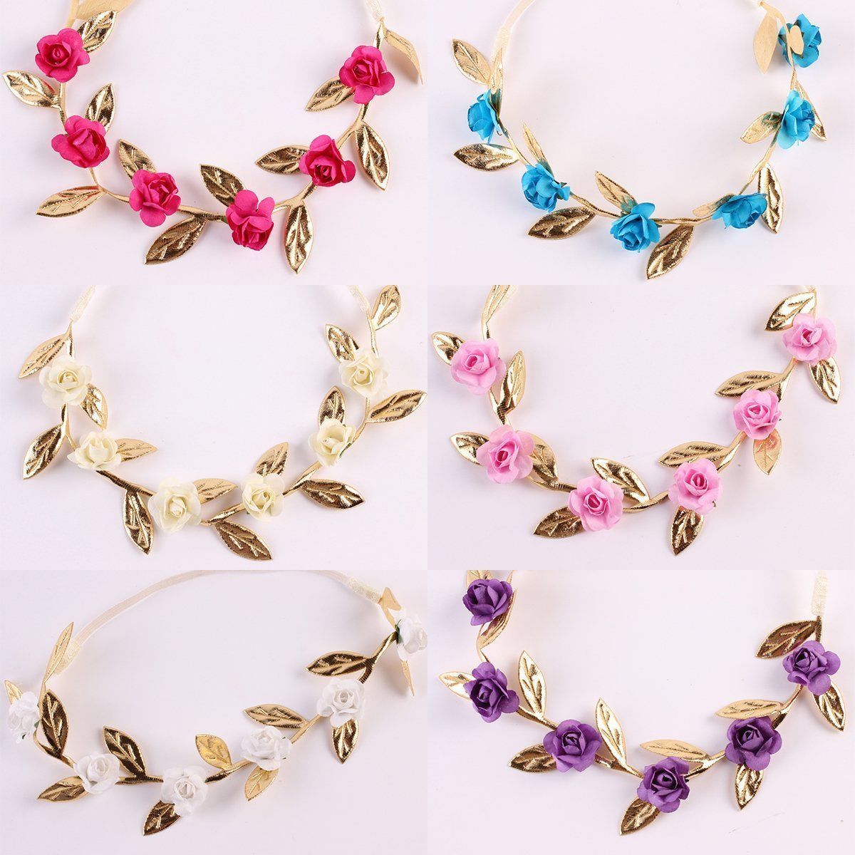 Kinder Baby Mädchen Rose Crown Partei Stirnband Girlande Gold Blatt Haar Band Zubehör