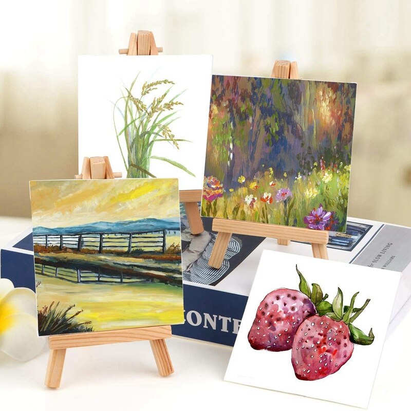 20Pcs Mini Canvas Drawing Board with Easel, Painting Canvas Panel, Suitable for Art Painting Party Supplies