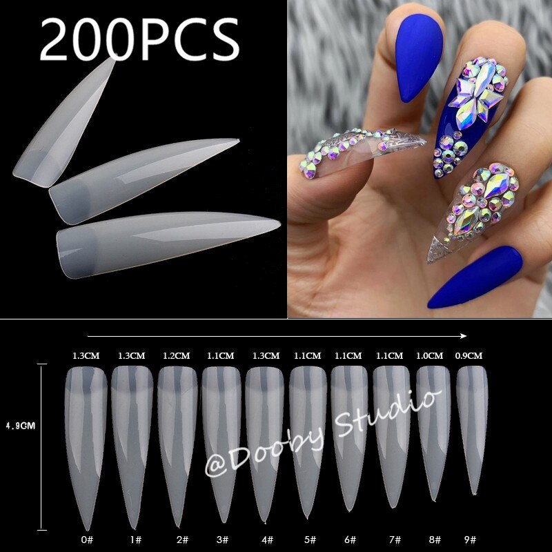 Faux Ongles transparents en acrylique, 200 pièces, Capsule cercueil, affichage artificiel, Nail Art, pointe artificielle: Nature-200pcs-P1-2