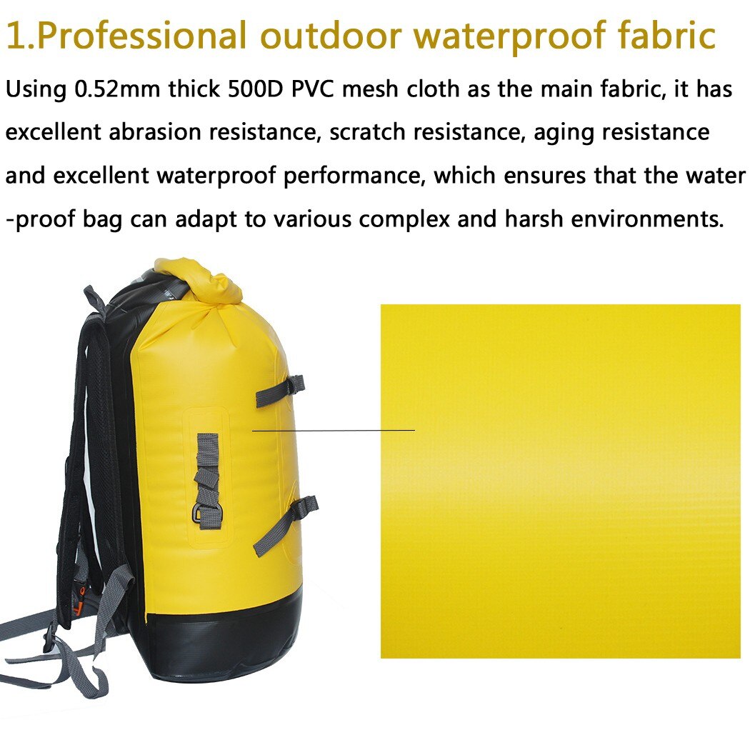 30l waterdichte droge tassen anti-aging ipx 6 zwemrugzakken met oprolbare bovenkant strandtas duikkajakzak 500d pvc-gaasdoekmateriaal