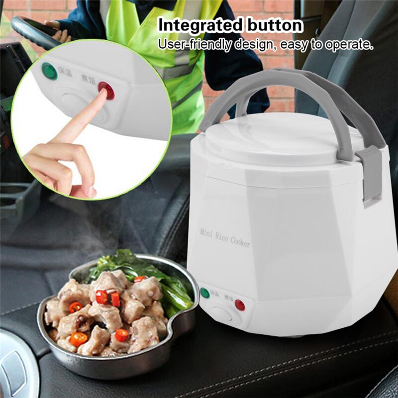 VOGVIGO 1.3L Portable Electric Mini Rice Cooker Lunch Box Microwave Smart Rice Cooker Small 12V/24V for Car/Truck Kitchen Tools