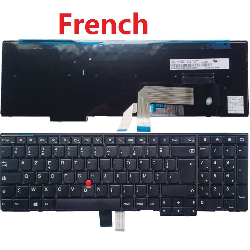 Us/dk/sp/fr/gr laptop tastatur til lenovo thinkpad  e540 e531 t540 w540 w541 t550 w550 l540 l560 t540p t560 p50s l570 no baggrundsbelyst: Fransk