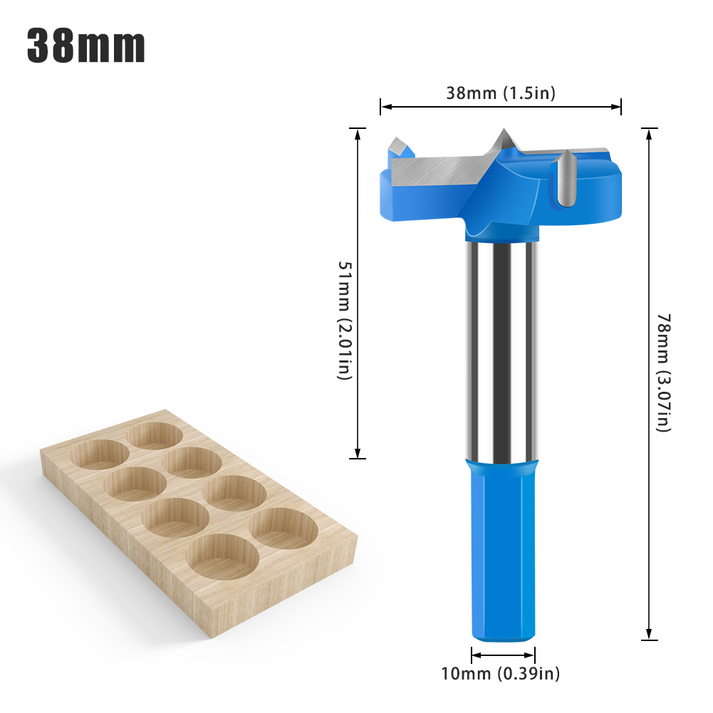Broca perforadora de bisagra de vástago hexagonal, cortador de sierra de agujero de 16-50mm, broca enrutadora de madera de carburo de tungsteno, herramientas de corte para carpintería: YELLOW