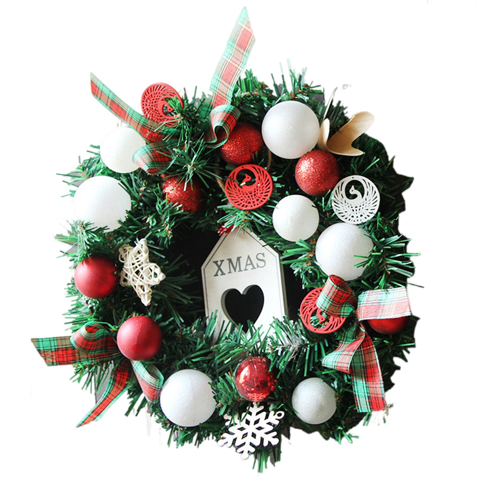 Christmas Decoration Rattan Wreath Metal Circle Wreath Floral Decoration Circle Furnishing for Home Hanging Artificial Flower