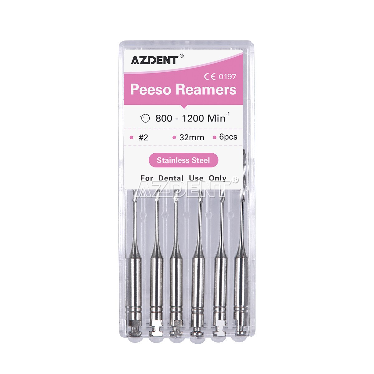 6Pcs/Box AZDENT Dental Endodontic Peeso Reamers Endo Files Gates Glidden Drill 32mm #1-6 #2 Stainless Steel: green
