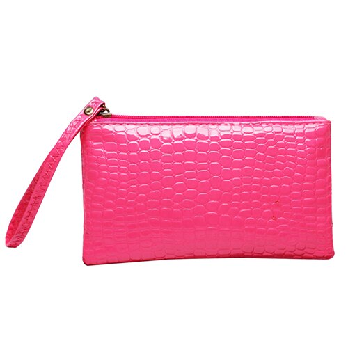 Sac à main en cuir PU pour femmes, pochette à poignet, portefeuille, porte-cartes, maquillage, petite pochette: Rose red