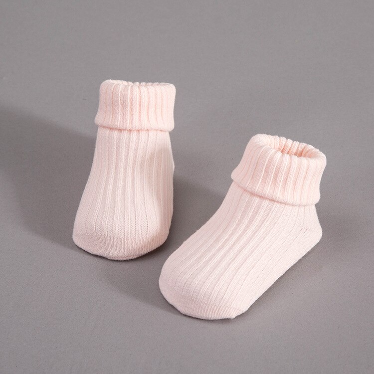 Våren anti-skli bomull strikkede babysokker med grussåler varme nyfødte lange sokker stripete gulvhødu sokker til smålåve sklisikre: Rosa / 2-4 år gammel