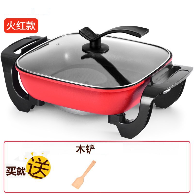 Household Multi-purpose Electric cooker 6L Capacity non-stick pot support Fried Steak Fish Hotpot Multi Cooker: Red