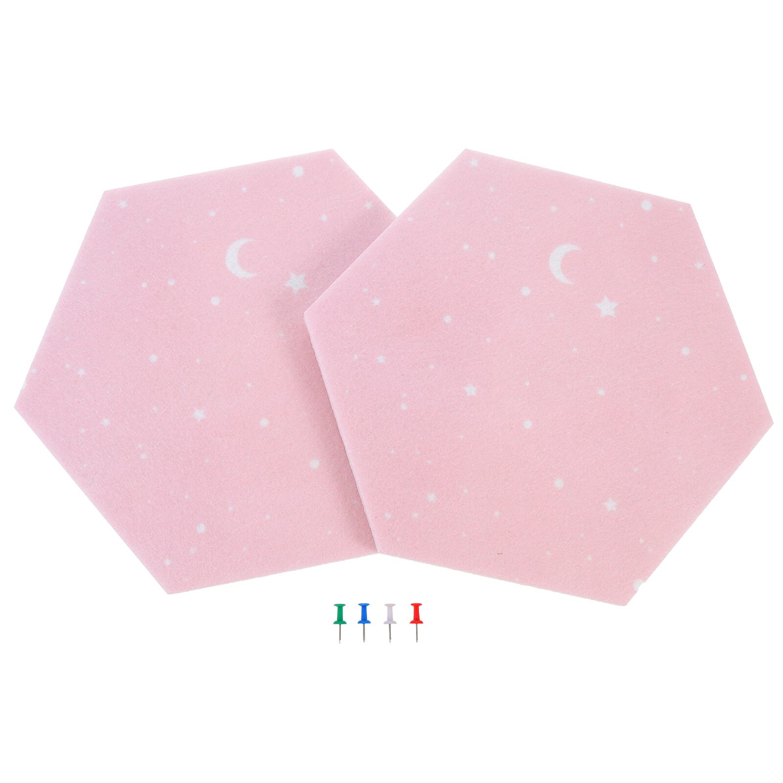 2Pcs Hexagon Vilt Board Diy Muur Board Zelfklevende Bericht Boards Muur Decors: Pink