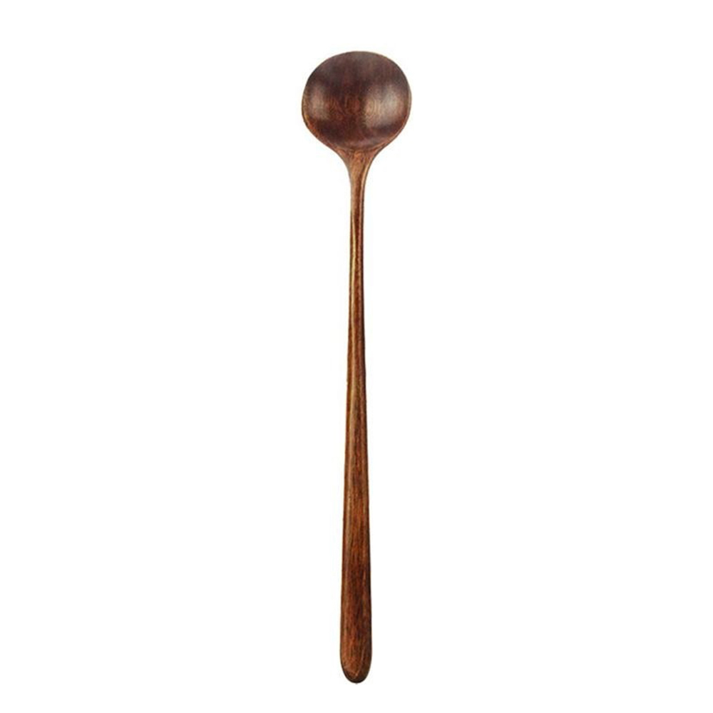 1Pc Lange Lepel Mengen Lepel Kruiden Lepel Japanse Stijl Natuurlijke Hout Lange Steel Ronde Lepel Koken Mengen Lepel: Default Title