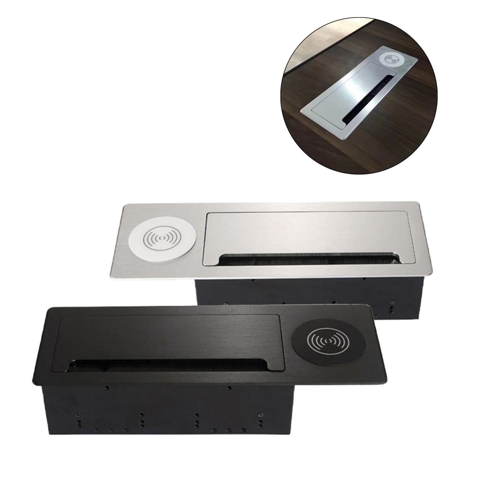 Aluminium Alloy Recessed Tabletop Socket Plate Power Socket 3.5mm Jack Electric Socket Outlet Wireless Cellphone Charging