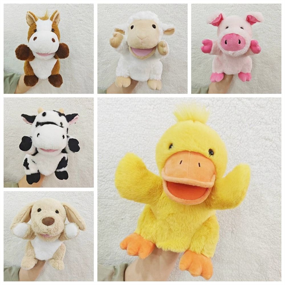 Christmas Movable Open Mouths Plush Animal Puppets Dog Horse Sheep Stuffed Animal Stuffed Hand Doll Soft Cow Duck Pig Teaching