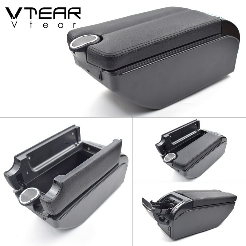 Vtear Voor Lada Kalina Armsteun Lederen Arm Rest Usb Opbergdoos Auto-Styling Abs Decoratie Accessoires Auto Interieur Onderdelen: F black