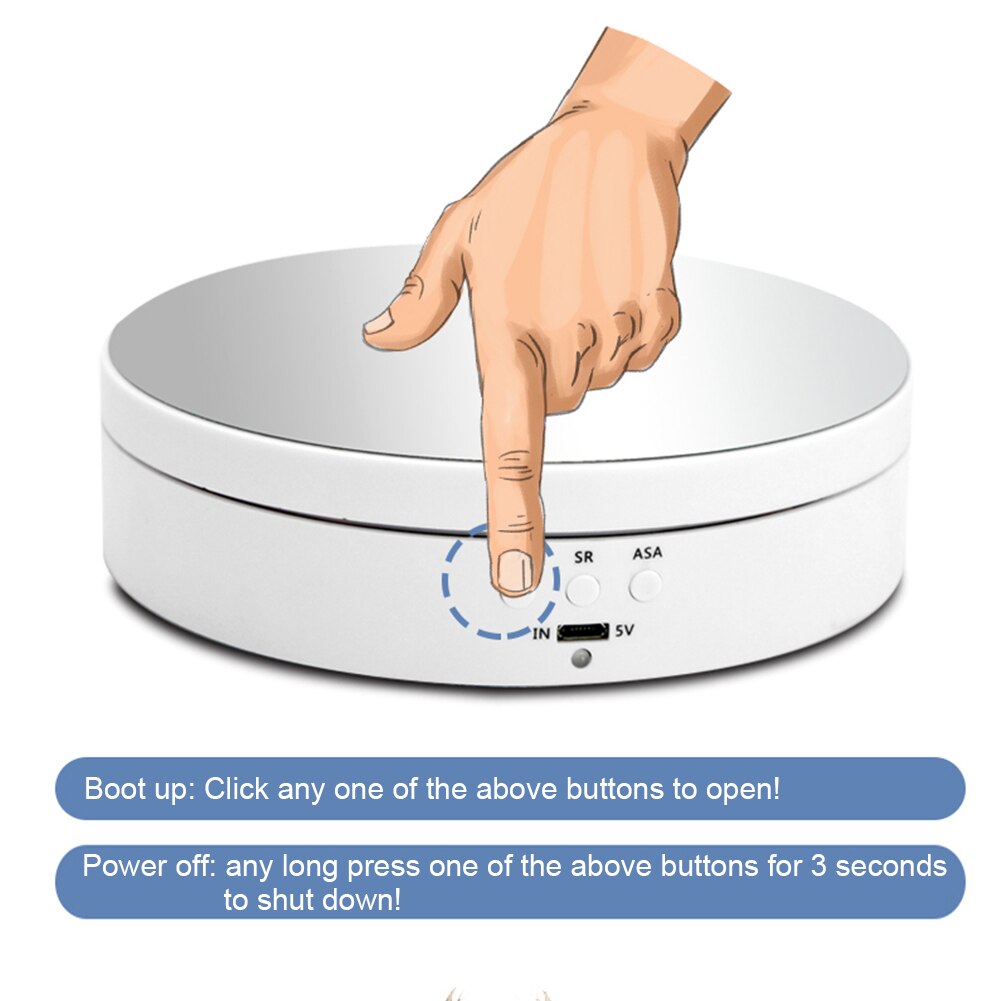 Motorized Rotating Display Stand Turntable 360 Degree Automatic Revolving Platform for Photography 3 Speeds Electric Rotating