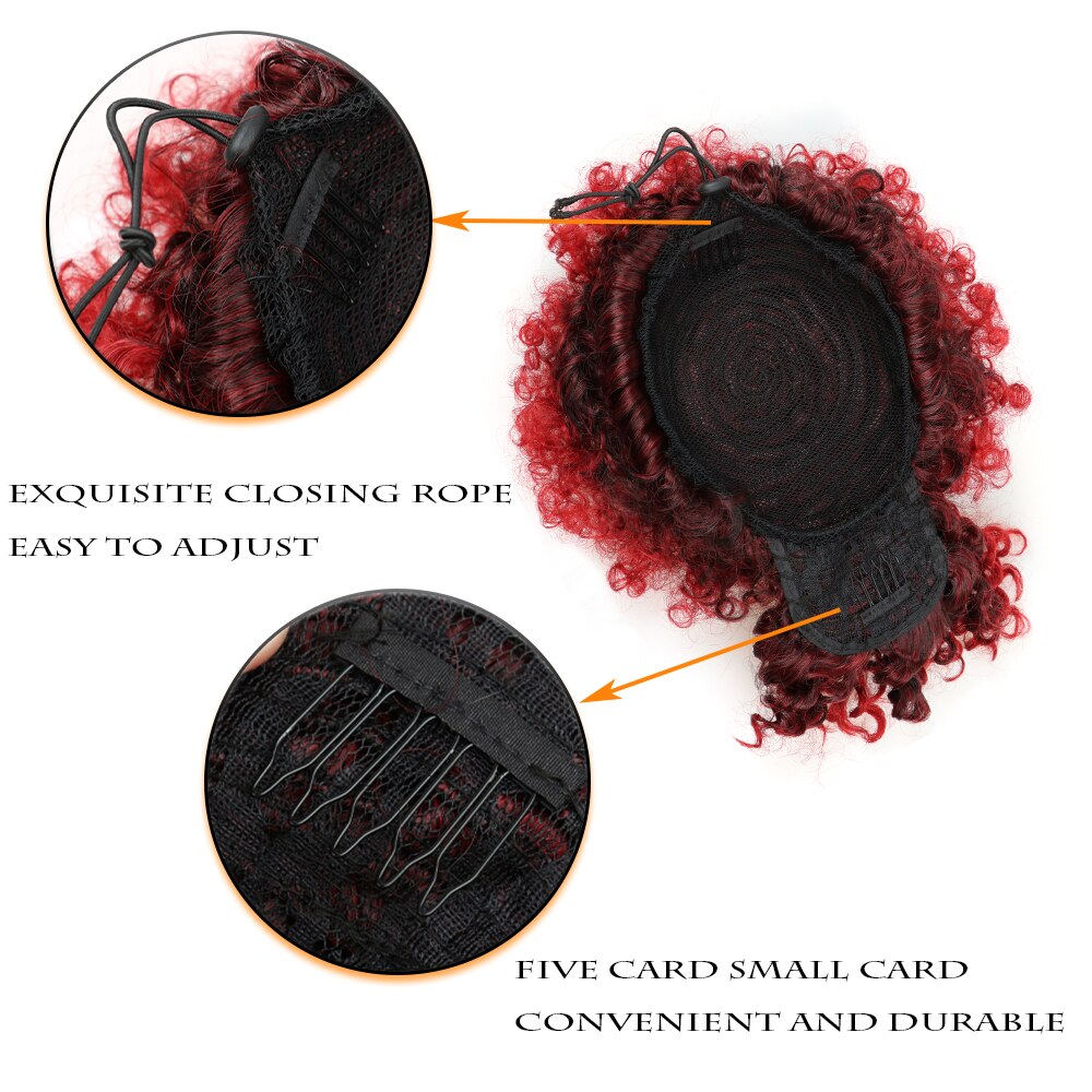 AZQUEEN Curly High Puff Ponytail Synthetic Hair Extensions African American Hair Ponytail With Bangs Short Wrap Clip On
