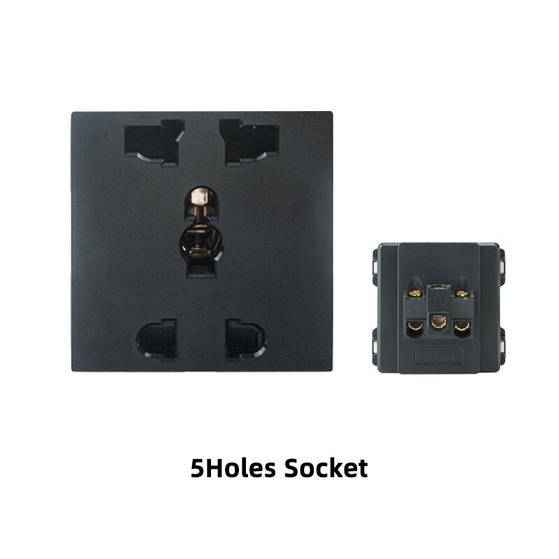 Prise de courant murale Usb, UK US, panneau plastique noir, Module de bricolage, fonction clé, combinaison libre prises électriques prise electrique prise murale prise usb encastrable douille legrand prise murale usb: 5Hole Socket