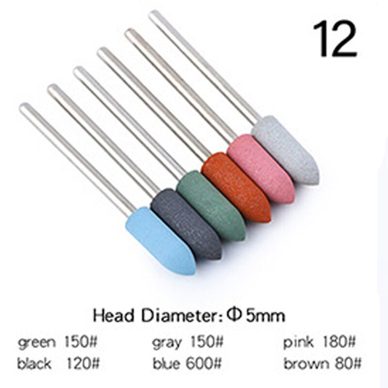 6 st/set silikon polerhuvud nagelpolering polering exfolierande manikyr maskin polerhuvud silikonborr: 12