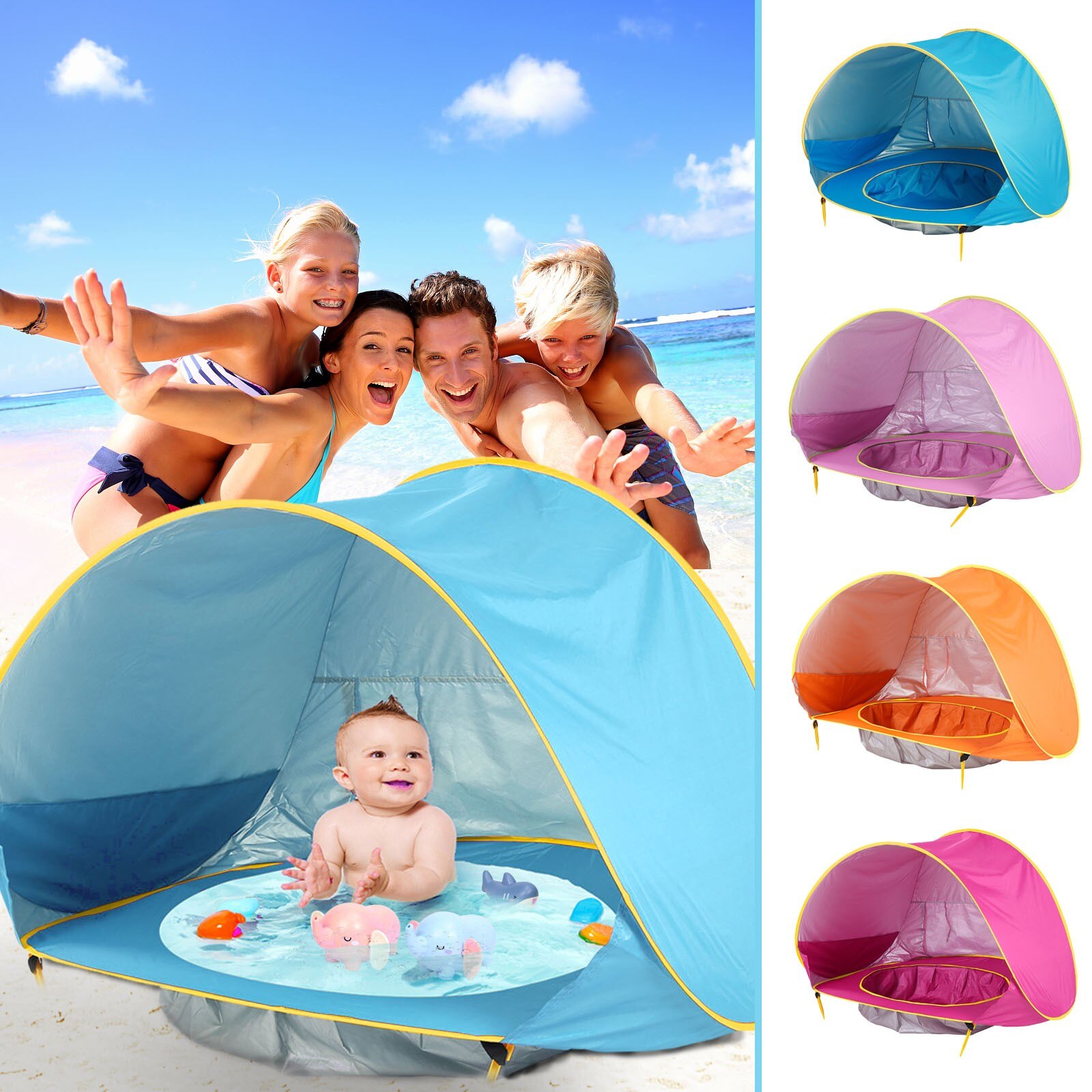 Baby Strand Zelt freundlicher Wasserdichte auftauchen Sonne Markise Zelt Sunshelter Mit Schwimmbad Art draussen-Camping Ozean Sonnenschirm Strand Zelt D01