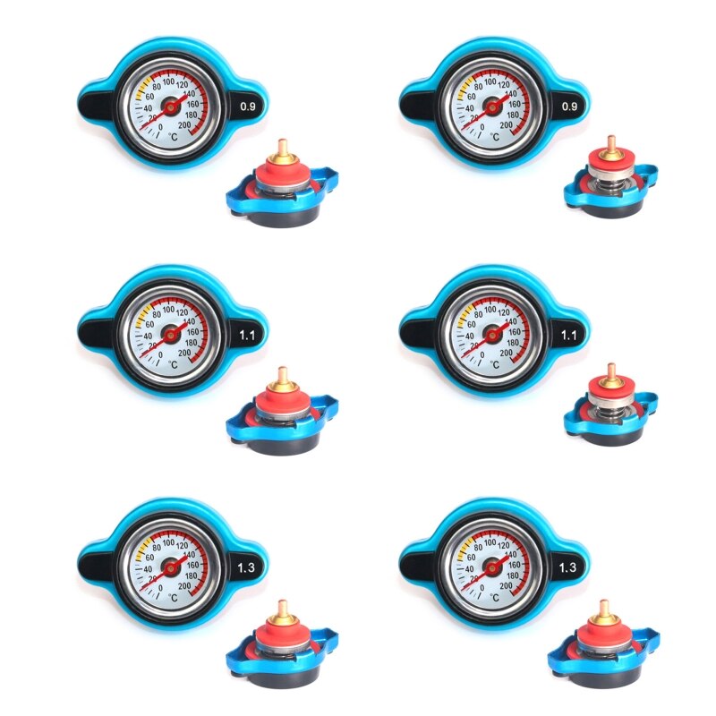 Radiator Cap with Temperature Gauge 0.9 Bar/ 1.1 Bar/1.3 Bar Universal Radiator Cap for Car Motorcycle High Pressure
