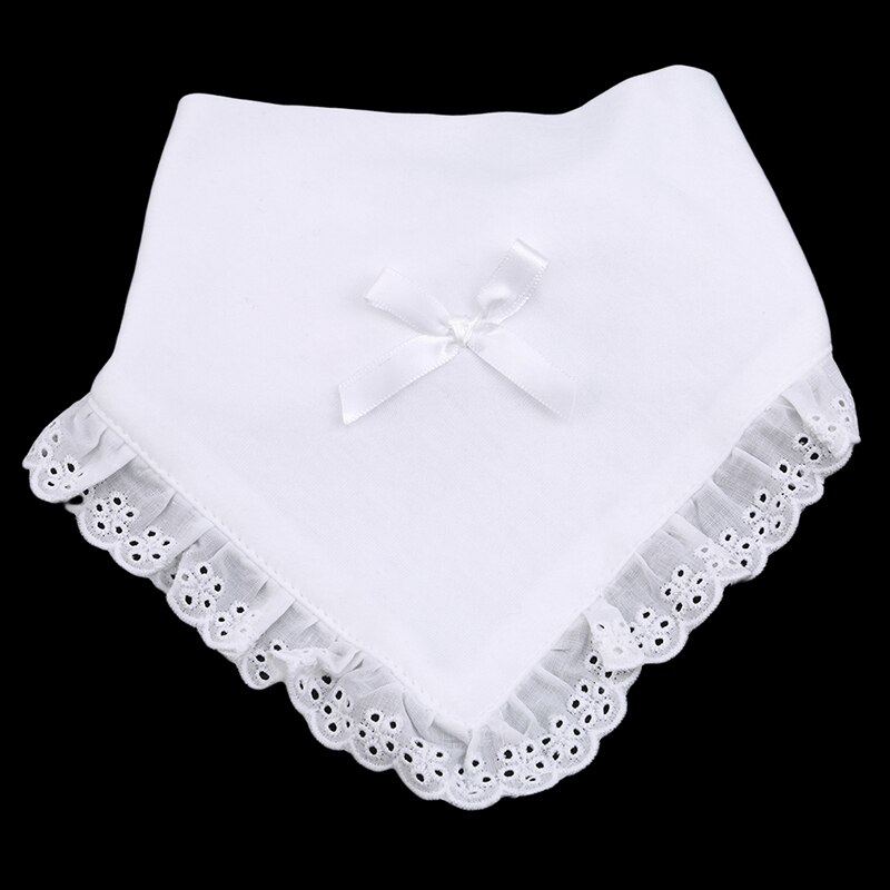 Baby Bibs - Cotton & Polyester - Waterproof Saliva Towel - Snap Button - For Baby Girls: White Three-angle