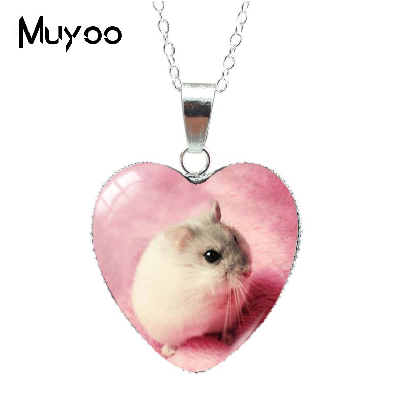 Cute Pets Animal Mouse Funny Hamster in the Bag Heart Pendant Necklace Jewelry for Kids HZ3: 11