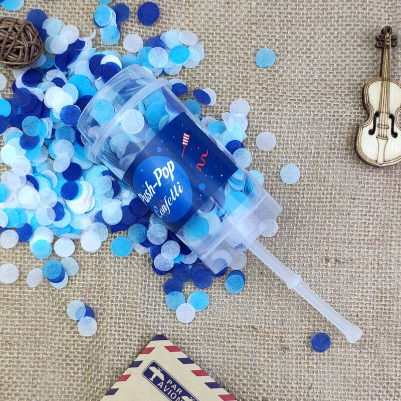 10pcs/set Push Pop Confetti Poppers for Wedding Happy Birthday Boy Blue Pink Paper Mermaid Confetti Party Decoration: T05