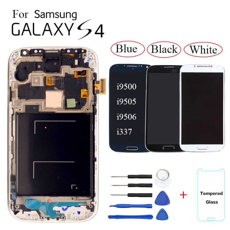 AMOLED para Samsung Galaxy S4 i9500 i9505 i9506 i9515 i337 pantalla LCD MONTAJE DE digitalizador con pantalla táctil reemplazo con marco