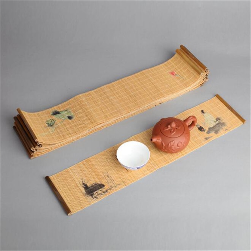 Te bakke serviet klud vandtæt bordløber te måtte te ceremoni tilbehør håndlavet bambus gardin