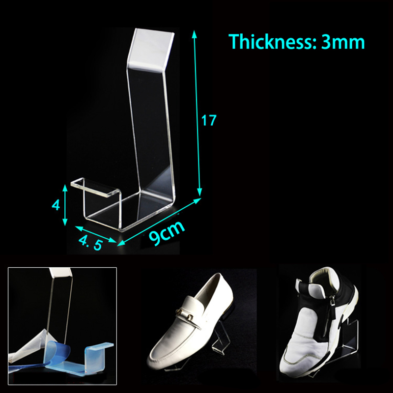 Soporte de exhibición de zapatos transparente de acrílico, soporte de estante de zapatos en forma de U para tienda de zapatos, elevador de exhibición, organizador de almacenamiento de zapatos para el hogar