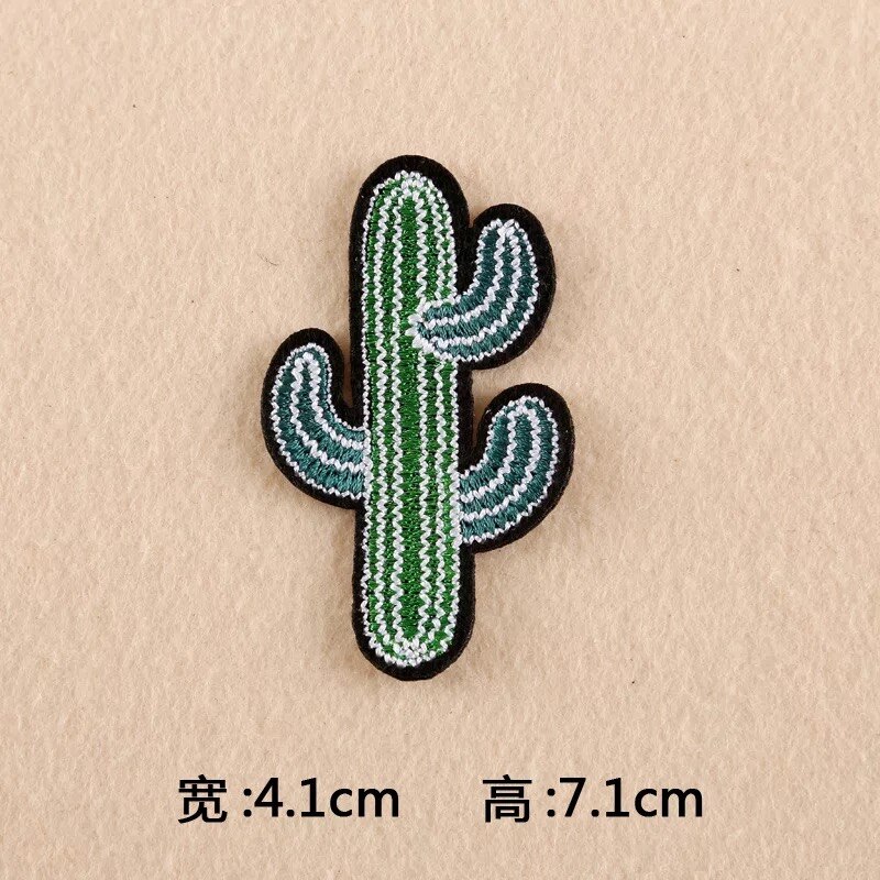 Cartoon kokospalmen en cactussen ron-on patches voor kinderkleding borduurwerk donsjack schattige doe-het-zelf pailletten applicatie badge: 06