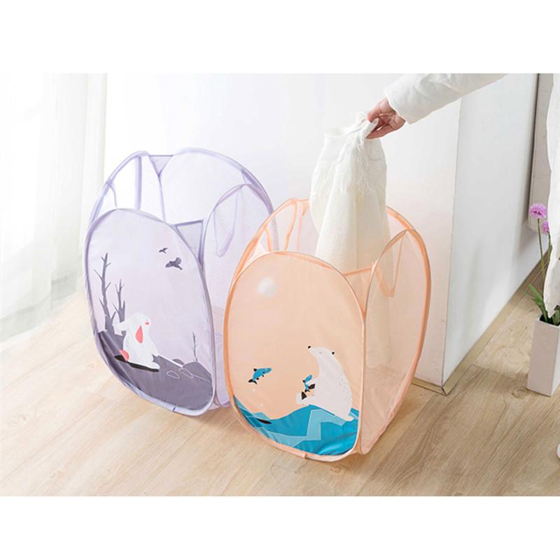 1pc Lanudry Bag Lightweight Durable Large Capacity Foldable Cartoon Lanudry Bag Clothes Organiser For Hotel Bathroom Home