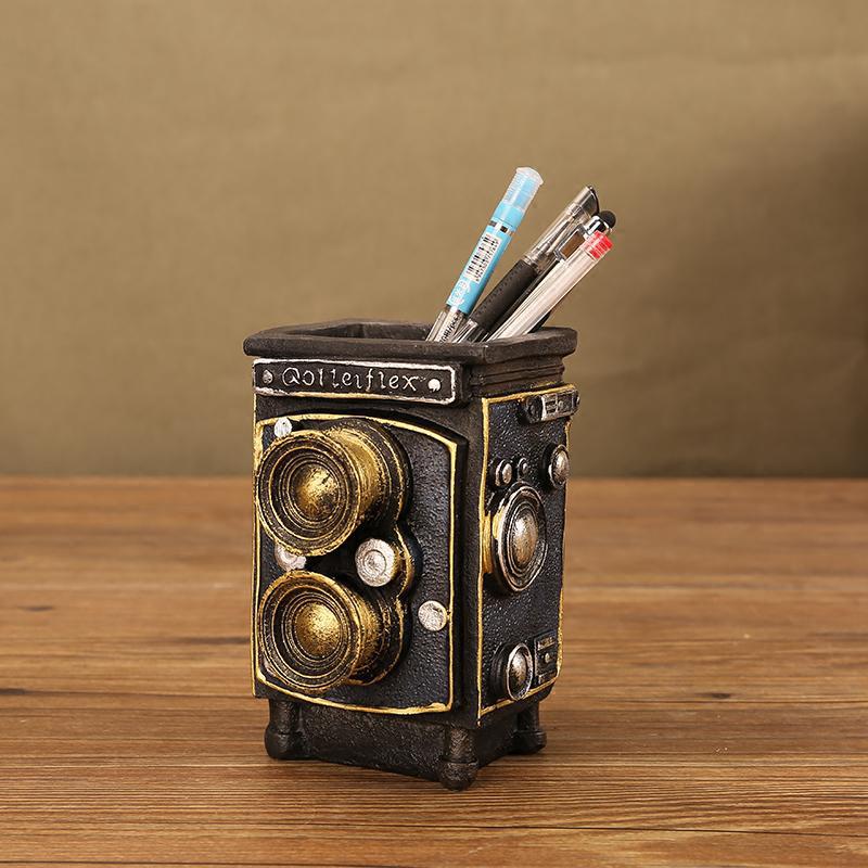 Porte-stylo rétro Ins, décoration boîte de rangement de bureau, papeterie de bureau multifonctionnelle mignonne support organisateur